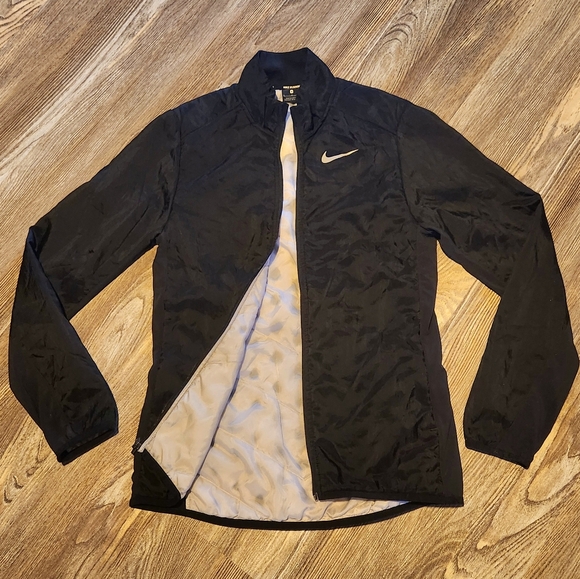 Nike Aerolayer Insulated Zip Up Running Jacket Mens S Black Nylon Reflective - Picture 7 of 16